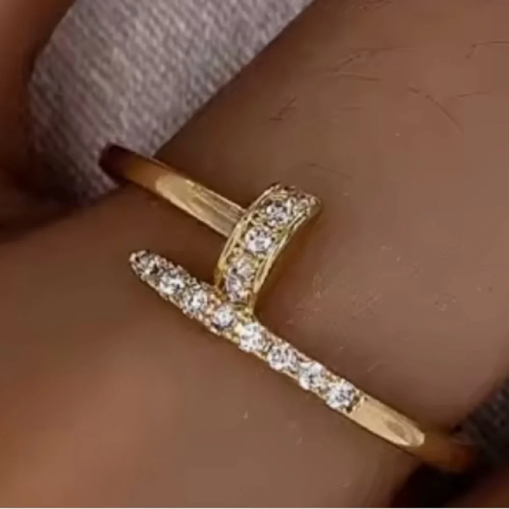 Gold and Silver Women's Ring with Sparkling Accents